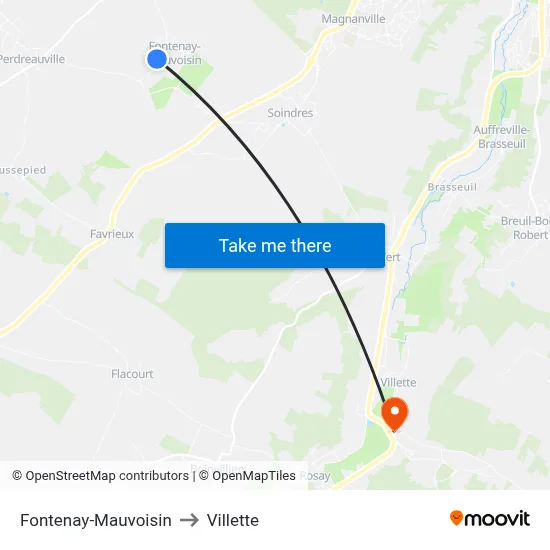 Fontenay-Mauvoisin to Villette map