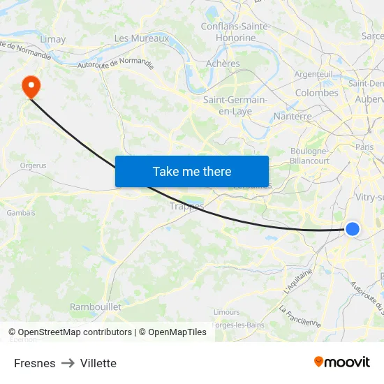 Fresnes to Villette map