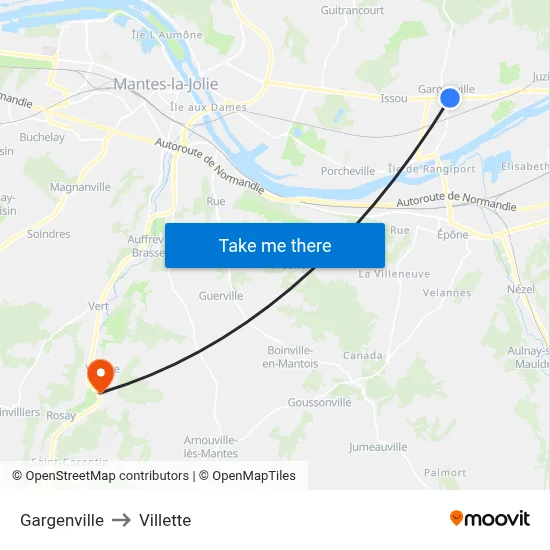 Gargenville to Villette map