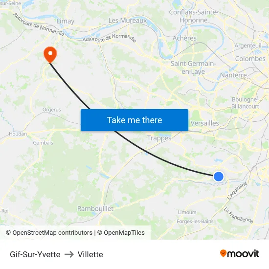 Gif-Sur-Yvette to Villette map