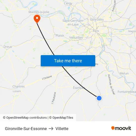 Gironville-Sur-Essonne to Villette map