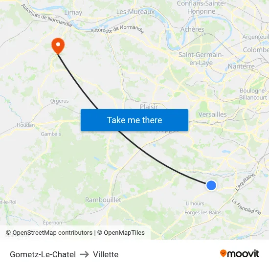 Gometz-Le-Chatel to Villette map