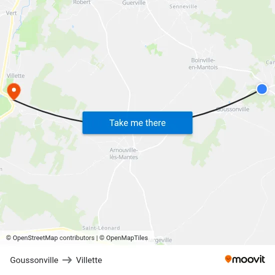 Goussonville to Villette map