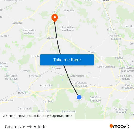 Grosrouvre to Villette map
