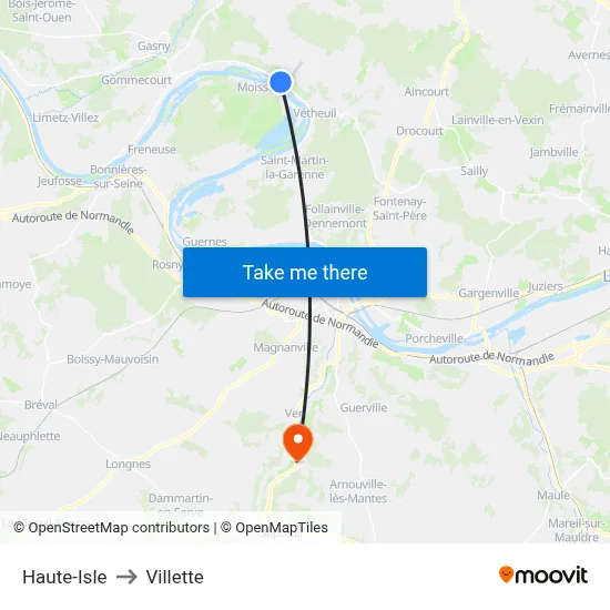 Haute-Isle to Villette map