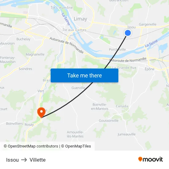 Issou to Villette map