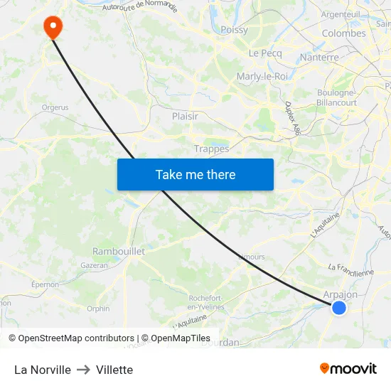 La Norville to Villette map
