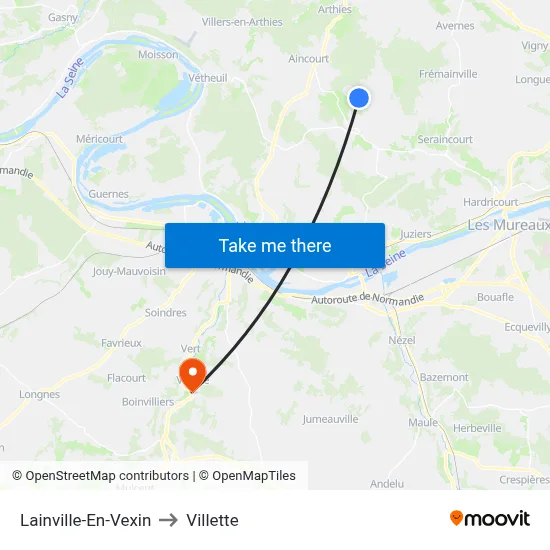 Lainville-En-Vexin to Villette map