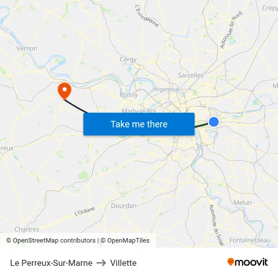 Le Perreux-Sur-Marne to Villette map