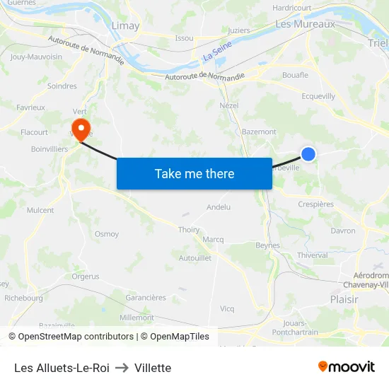 Les Alluets-Le-Roi to Villette map