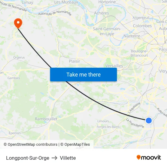 Longpont-Sur-Orge to Villette map