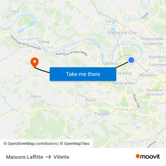 Maisons-Laffitte to Villette map