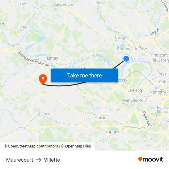 Maurecourt to Villette map