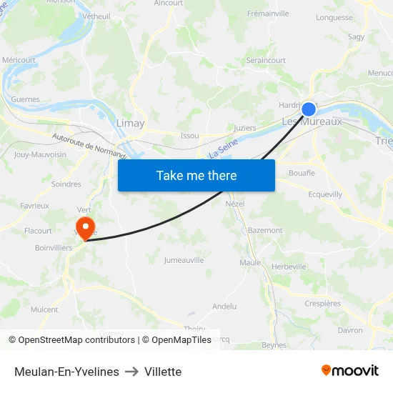 Meulan-En-Yvelines to Villette map