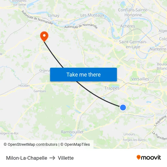 Milon-La-Chapelle to Villette map