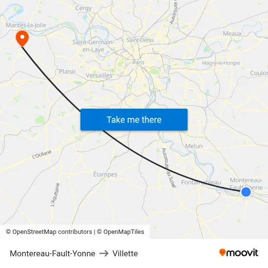 Montereau-Fault-Yonne to Villette map