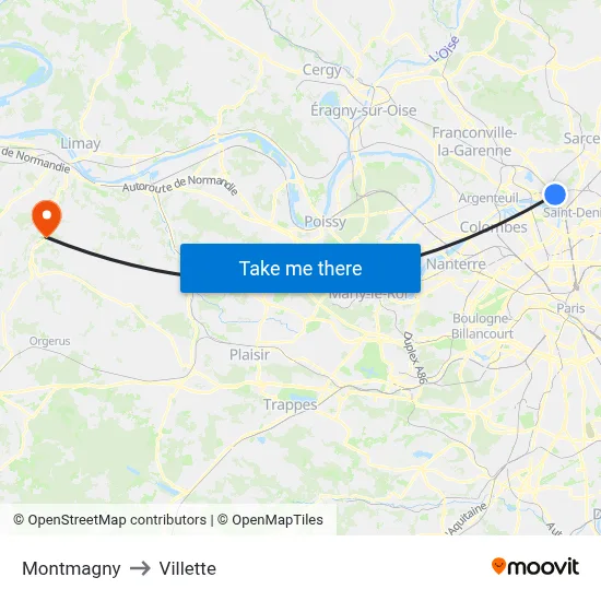 Montmagny to Villette map
