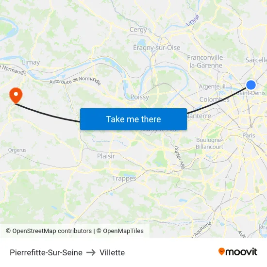 Pierrefitte-Sur-Seine to Villette map