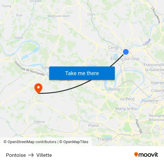 Pontoise to Villette map