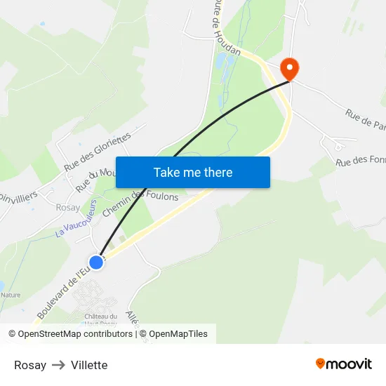 Rosay to Villette map