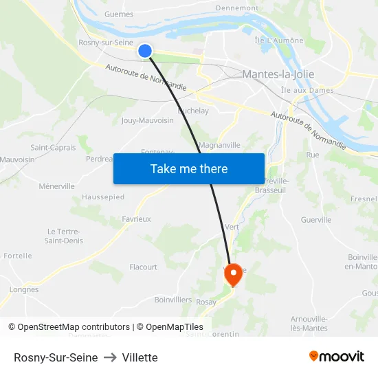 Rosny-Sur-Seine to Villette map