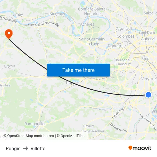 Rungis to Villette map