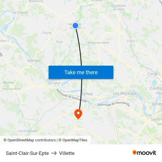 Saint-Clair-Sur-Epte to Villette map