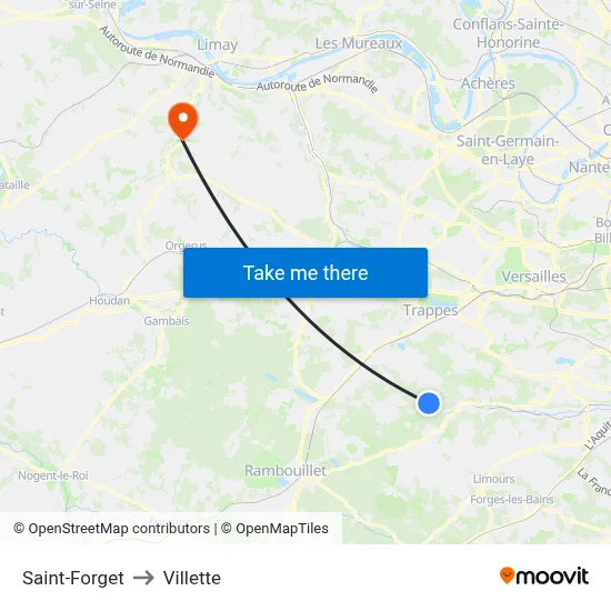 Saint-Forget to Villette map
