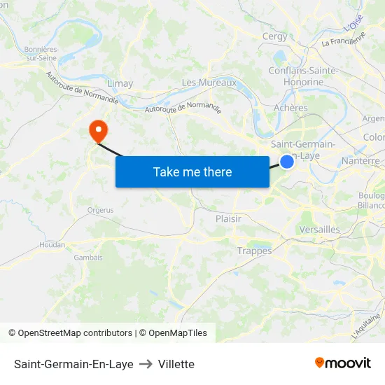 Saint-Germain-En-Laye to Villette map