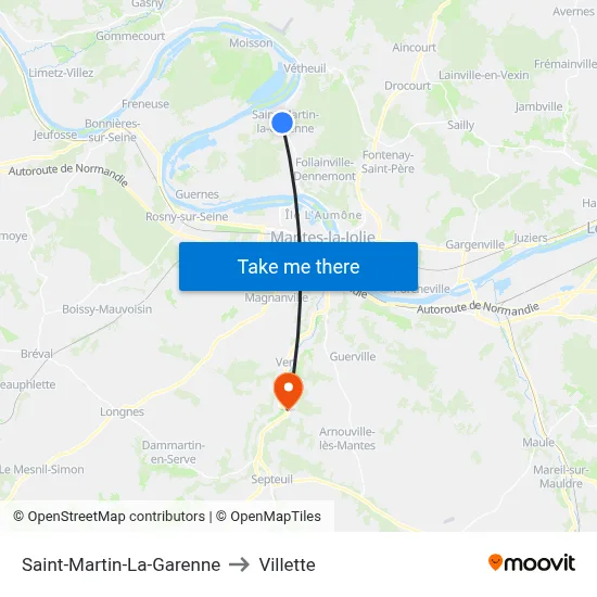 Saint-Martin-La-Garenne to Villette map