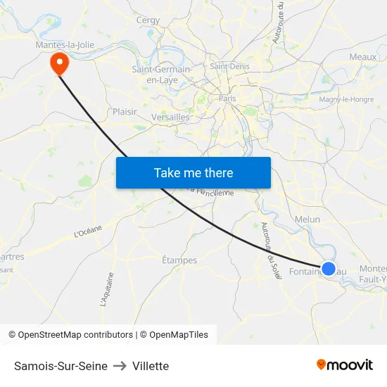 Samois-Sur-Seine to Villette map