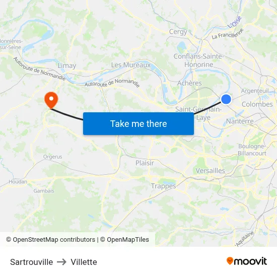 Sartrouville to Villette map
