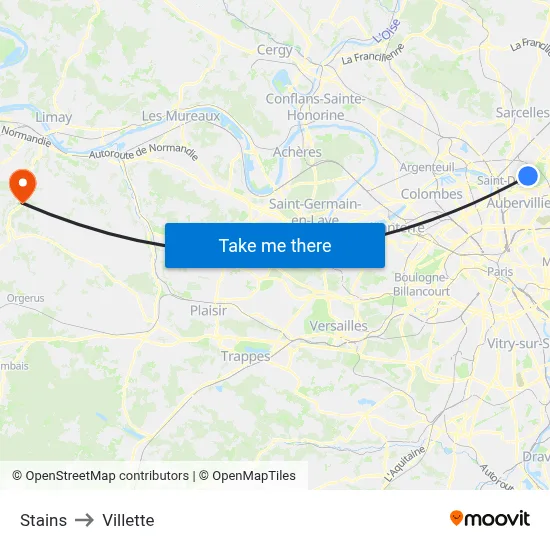 Stains to Villette map