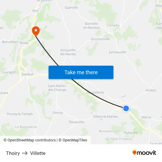 Thoiry to Villette map