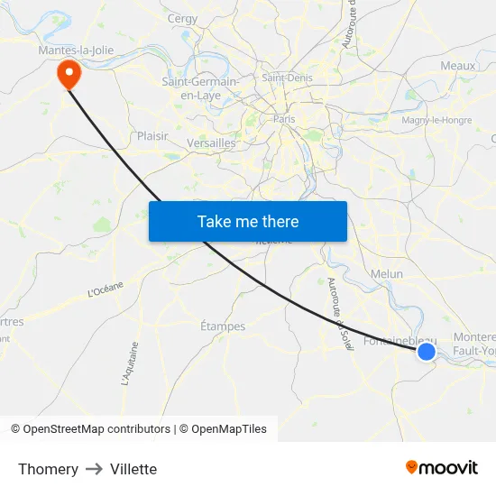 Thomery to Villette map