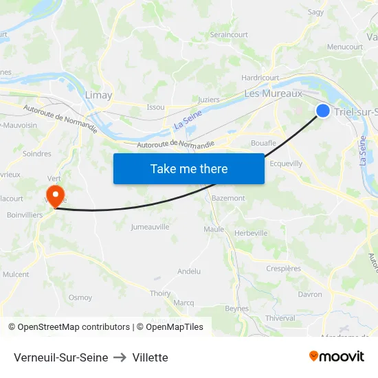 Verneuil-Sur-Seine to Villette map