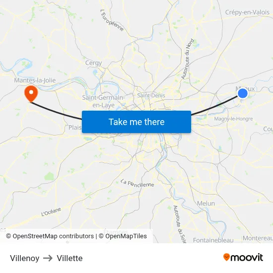 Villenoy to Villette map