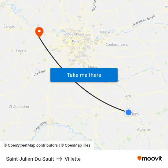 Saint-Julien-Du-Sault to Villette map