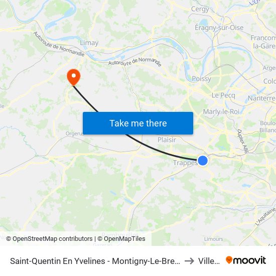 Saint-Quentin En Yvelines - Montigny-Le-Bretonneux to Villette map