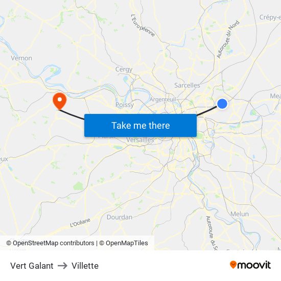 Vert Galant to Villette map