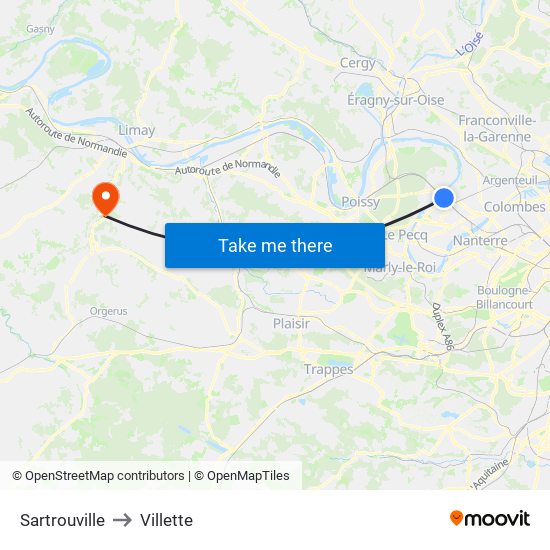 Sartrouville to Villette map