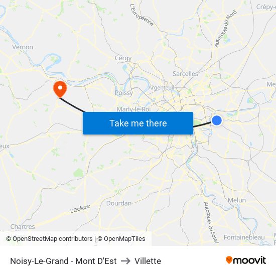 Noisy-Le-Grand - Mont D'Est to Villette map