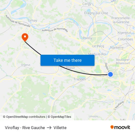 Viroflay - Rive Gauche to Villette map