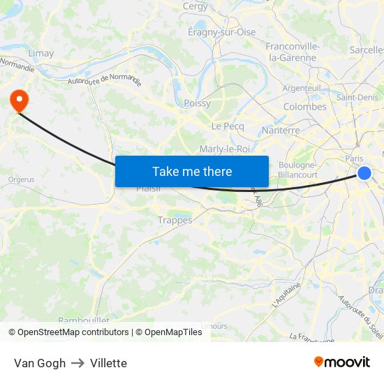 Van Gogh to Villette map