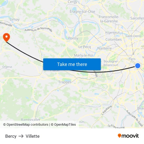Bercy to Villette map