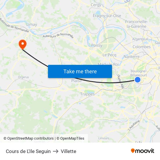 Cours de L'Ile Seguin to Villette map