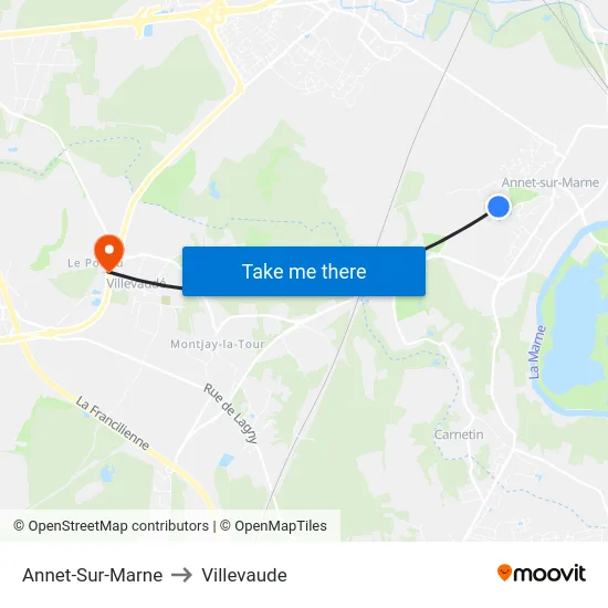 Annet-Sur-Marne to Villevaude map