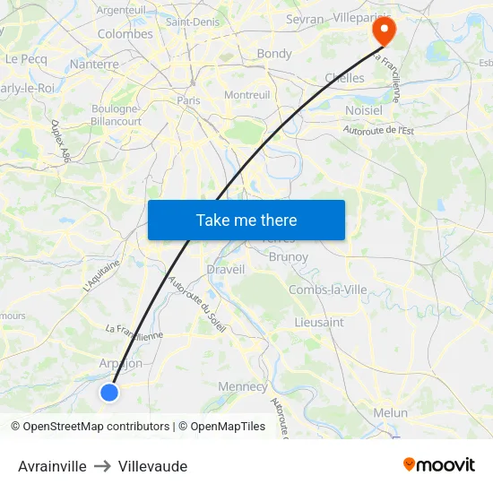 Avrainville to Villevaude map