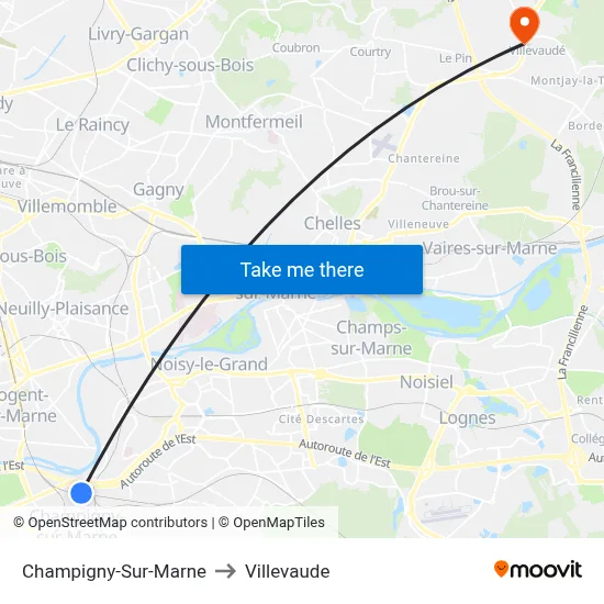Champigny-Sur-Marne to Villevaude map