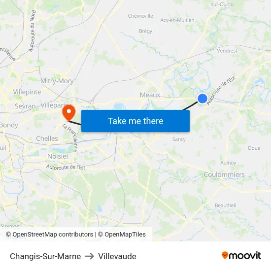 Changis-Sur-Marne to Villevaude map
